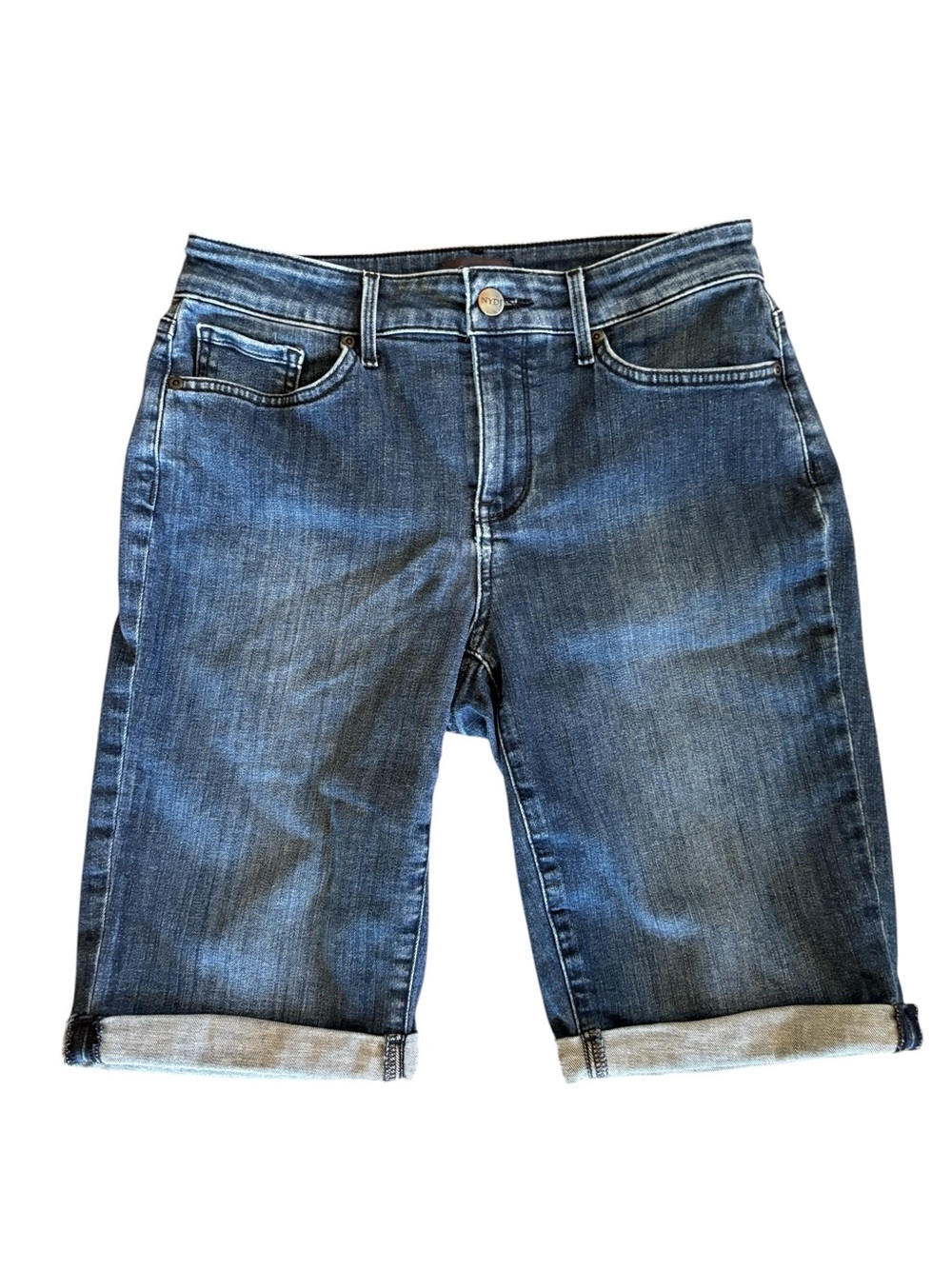 NYDJ Briella Cuffed Bermuda Blue Denim Jean Short Size 4